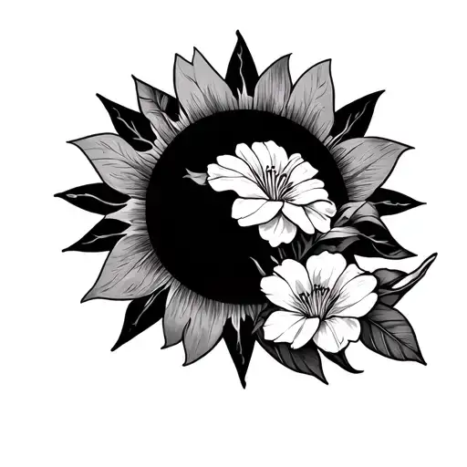 Philippine flower and sun tattoo representing anger control  tattoo design idea