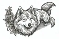 samoyed and chilli  tattoo design idea