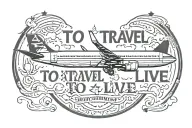 tekst "to travel is to live" and airplain with shadow tattoo design idea