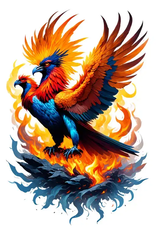 phoenix rising from the ashes symbolizing rebirth tattoo design idea