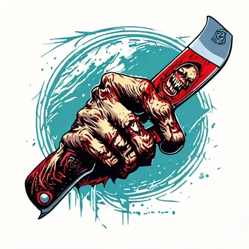 How about a rotting zombie hand gripping a straight razor, with the blade reflecting a sinister grin of a half-decayed f tattoo design idea