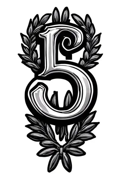 Roman numbers birth date laurel wreath tattoo design idea