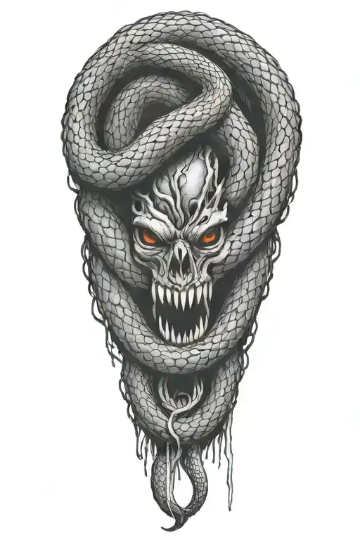 snake wrapped tattoo design idea