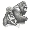 Dad gorilla and baby girl tattoo design idea