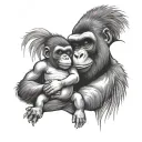 Dad gorilla and baby girl tattoo design idea
