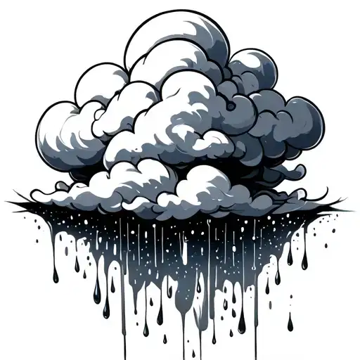 rain cloud with tears falling tattoo design idea