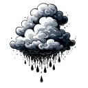 rain cloud with tears falling tattoo design idea
