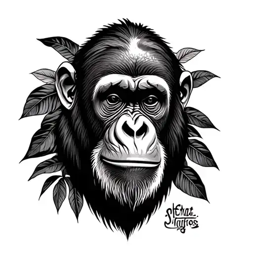 Orangutan in the jungle tattoo design idea