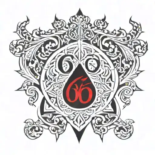 "666" in red in a red square on a black background tattoo design idea