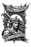 "Sikander" alexander the great in battle tattoo design idea