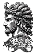 "Sikander" alexander the great in battle tattoo design idea