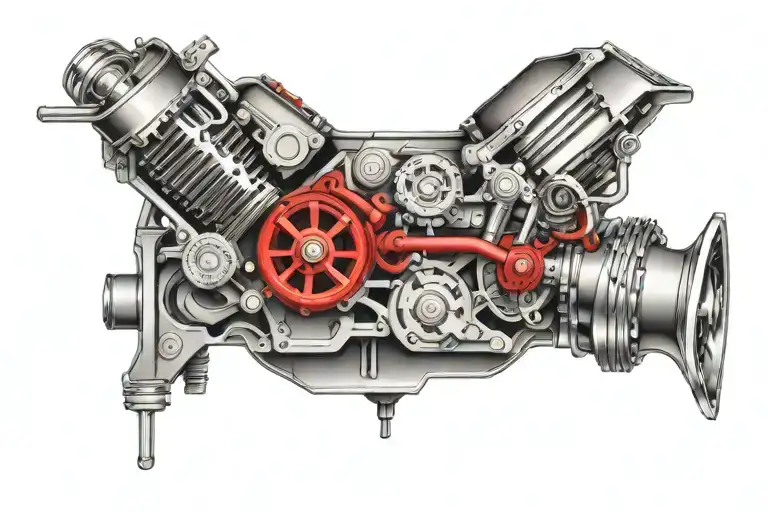 car engine tattoo design idea
