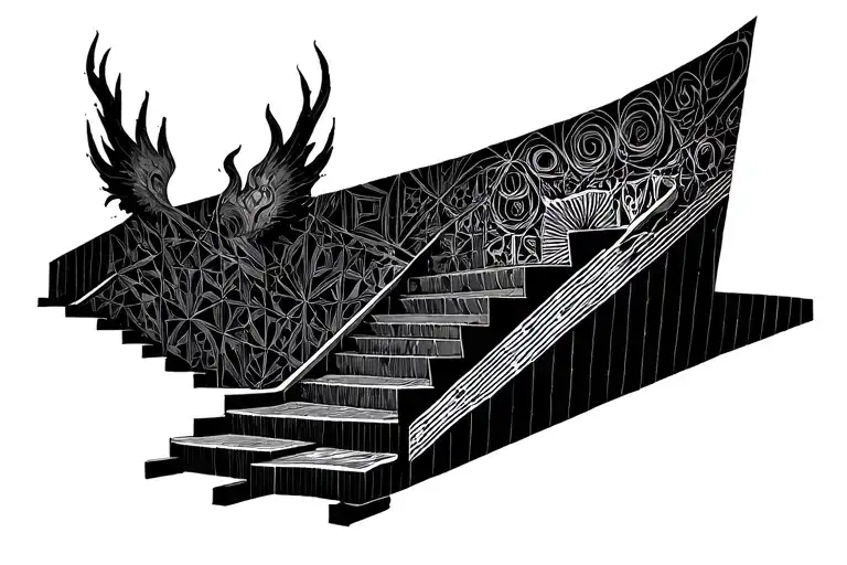 stair way to heaven vs hell tattoo design idea