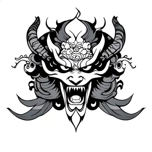 Neo Japanese Oni tattoo design idea