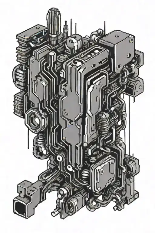 cyberpunk CPU chip tattoo design idea