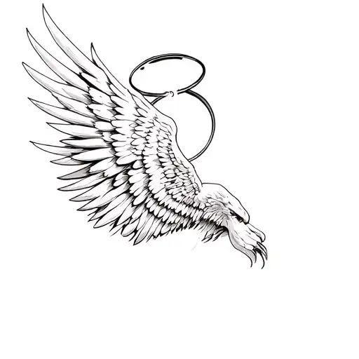 angel wings and halo tattoo design idea