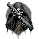 grim reaper with glock tattoo design idea