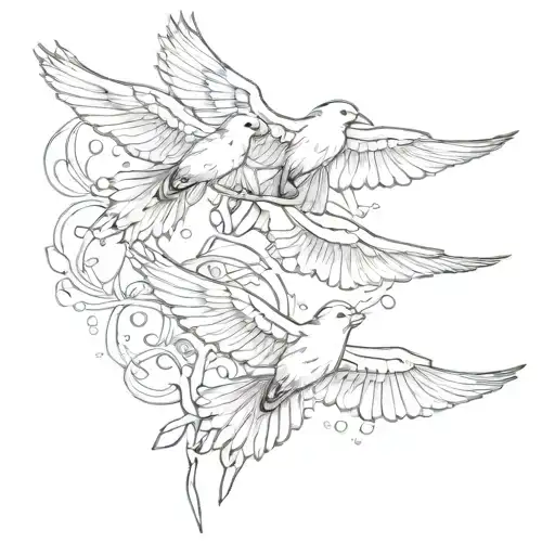 3  birds flying tattoo design idea