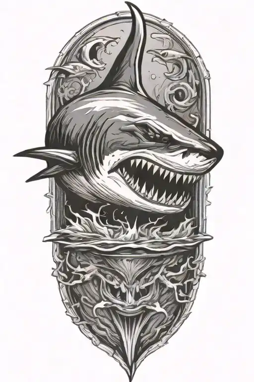 horror shark tattoo design idea