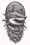 horror shark tattoo design idea