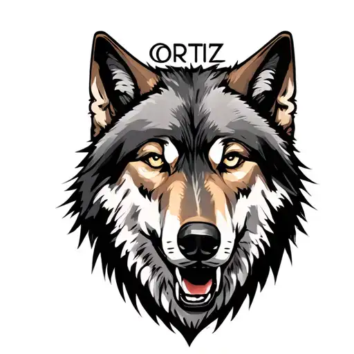 Wolves and the name Ortiz  tattoo design idea