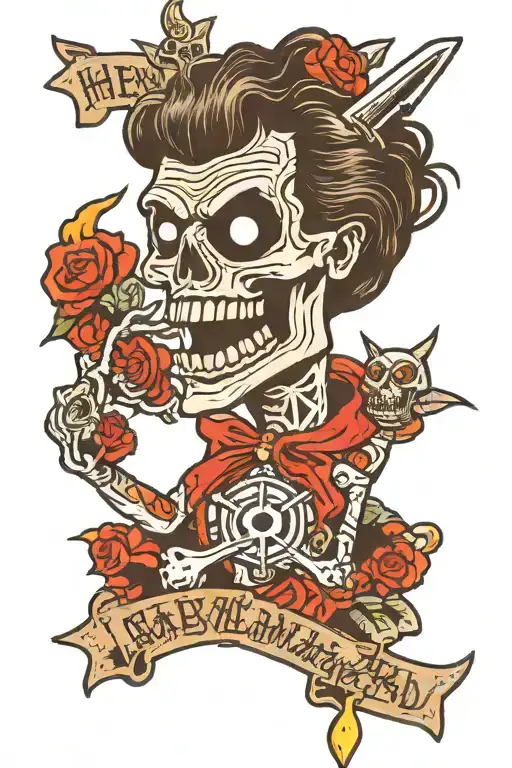 heavy metal and evil dead tattoo design idea