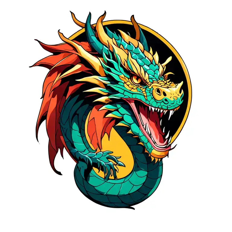 Dragon emerging representing imagination tattoo design idea