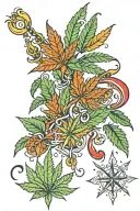 cannabis magic tattoo design idea
