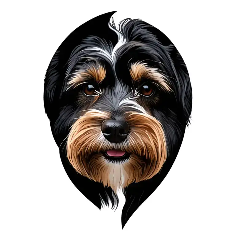 head one half of the face the other dog of the Staffars of Terrier tattoo design idea