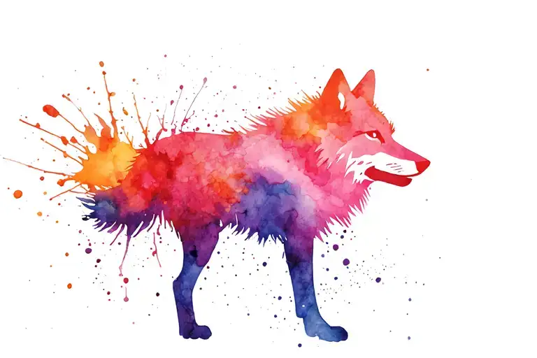 wolf paint splatter tattoo design idea