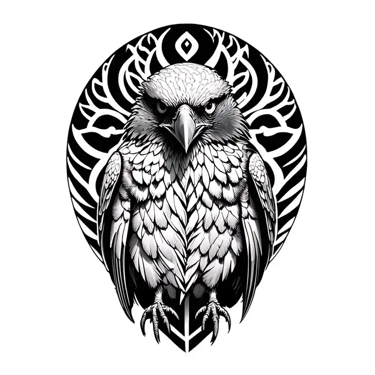 nordic raven standing tattoo design idea