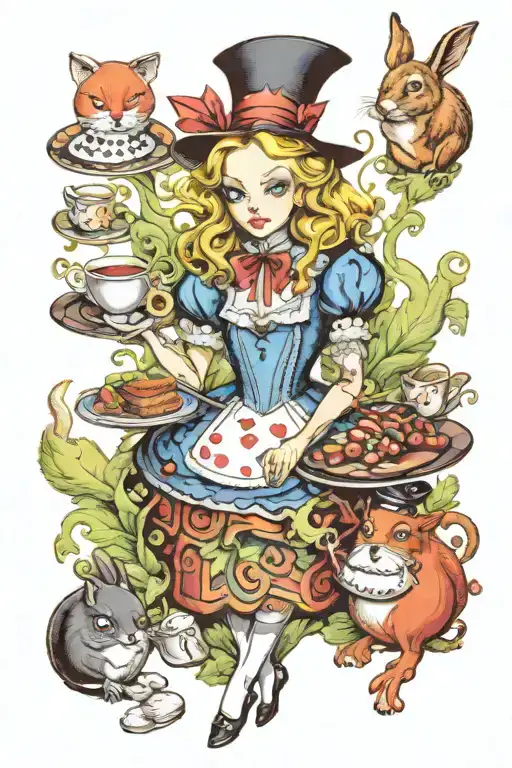 Alice in Wonderland erotic tattoo design idea
