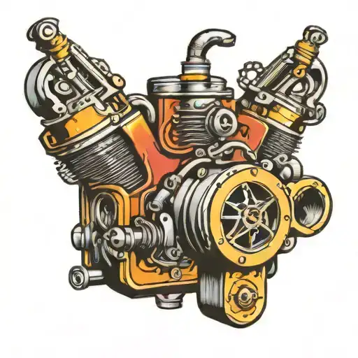 engine block beer and guns tattoo design idea