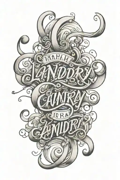 Landry wrote in cursive and bubble letters tattoo design idea