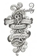 Landry wrote in cursive and bubble letters tattoo design idea