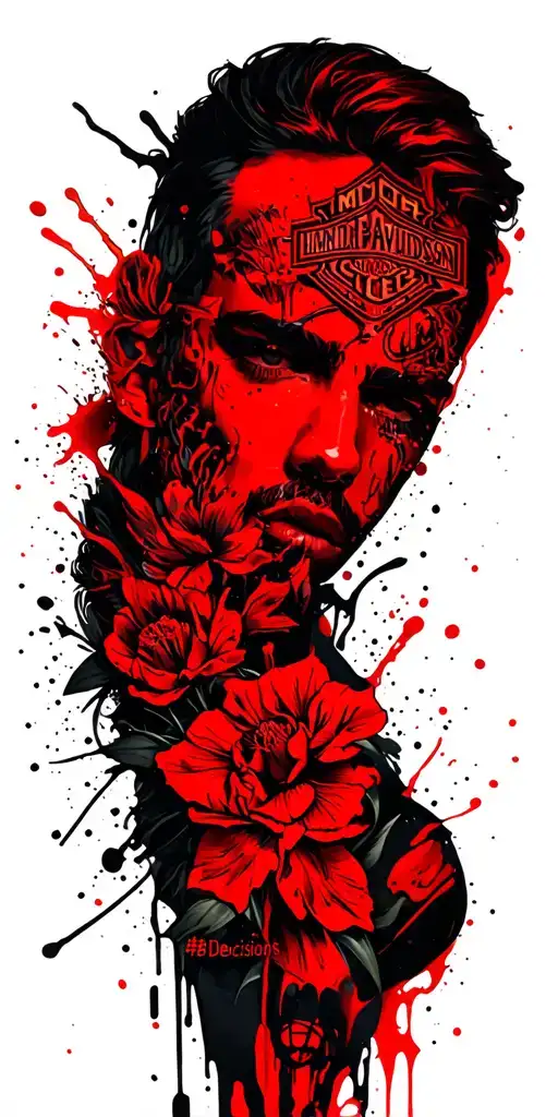 "#BadDecisions " Sagittarius and harley davidson and narcissus flowers and alcohol and gambling tattoo design idea