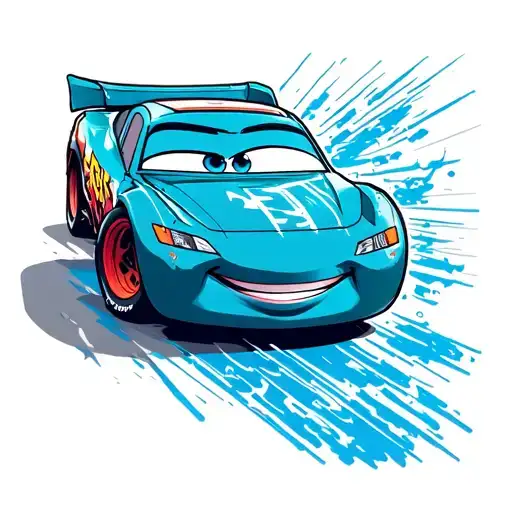 Lightning McQueen Pension in Fine Line tattoo design idea