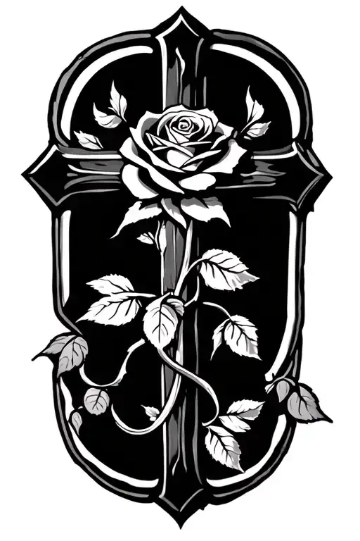 rose inside a cross tattoo template tattoo design idea