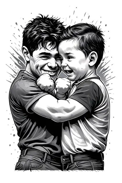 small to say dad colliding fists with your child tattoo design idea