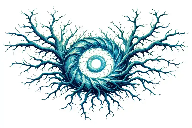 spiral and roots forming the shape tattoo design idea