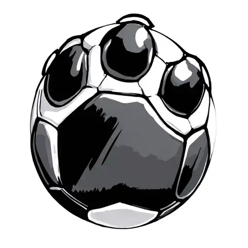 French horn soccer ball dog paw tattoo design idea