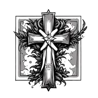 cross with the date 2017 inside  the cross  tattoo design idea