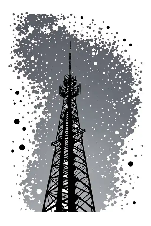 Dotting workA cell tower with data signals being transmitted through the air tattoo design idea