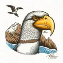 tattoo drawing of a blue-footed booby with chimborazo mountain in the background tattoo design idea