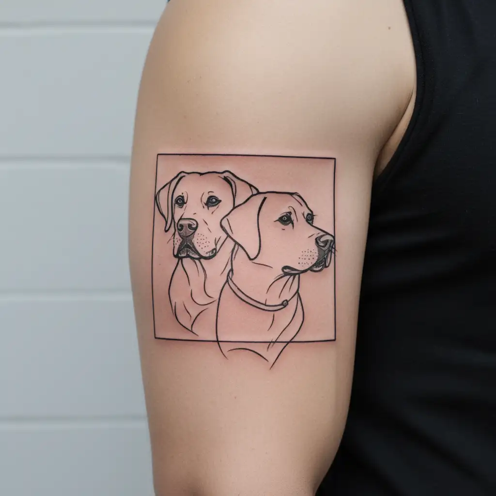 two Labrador dogs face tattoo design idea