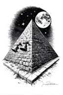 pink floyd pyramid prism, moon, brick wall and division bells tattoo design idea