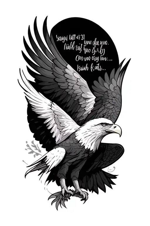 eagle with Isaiah 40:31 bible verse written tattoo design idea