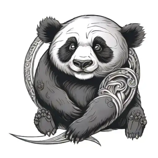 panda with yin and yang symbol cool tattoo design idea