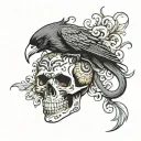 skull snake raven tattoo design idea