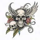 skull snake raven tattoo design idea